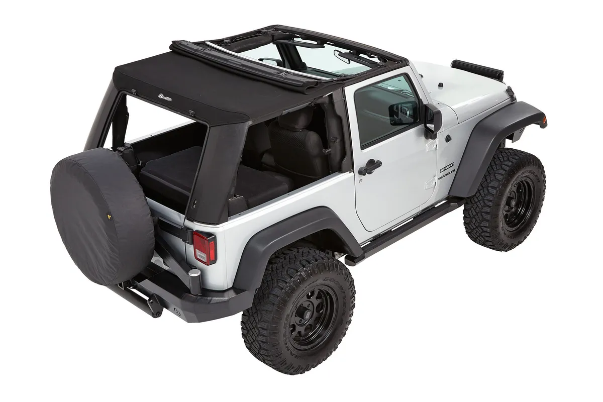 Trektop Pro Hybrid Slantback Soft Top For Jeep 2007-2018 Wrangler JK 2 Door Black Bestop product image