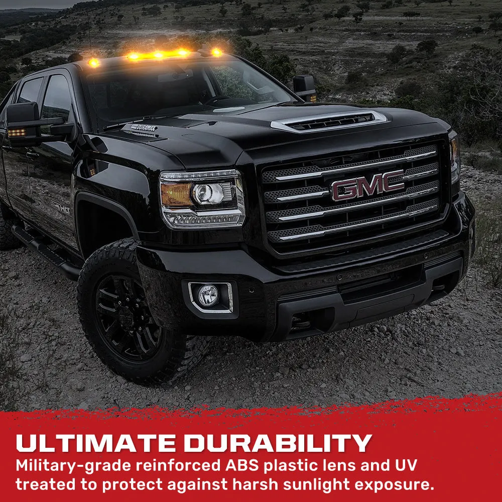 Gmc Chevy 20-23 4th Gen Body Style Heavy-Duty 3-Piece Set Amber Cab Roof Light Lens With 2-Way Forward Rear Facing Amber Ultra High-Power Leds - Includes Complete Wiring Kit For Installation on Truck That Did Not Come With OEM Installed Cab Roof product image