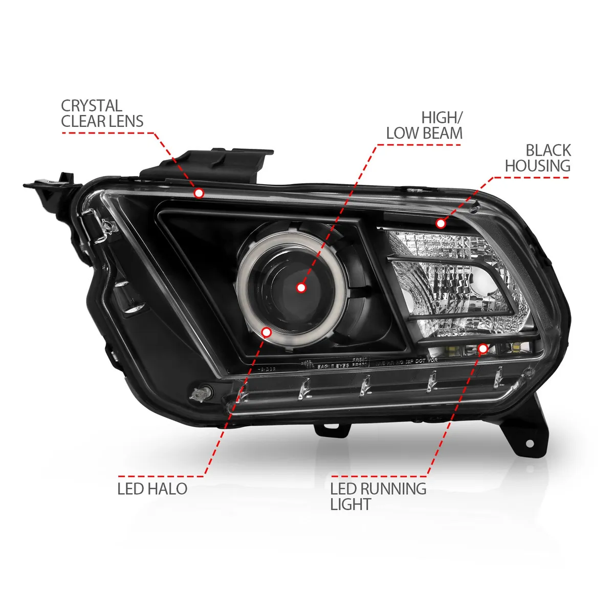 1014 Mustang Projector Halo Black Clear(Ccfl Headlights Driver/Passenger product image
