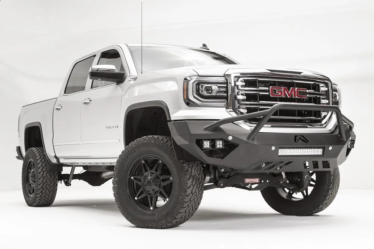 1618 Sierra 1500 Vengeance Front Sensor Bumper w/ Prerunner Guard Matte Black product image