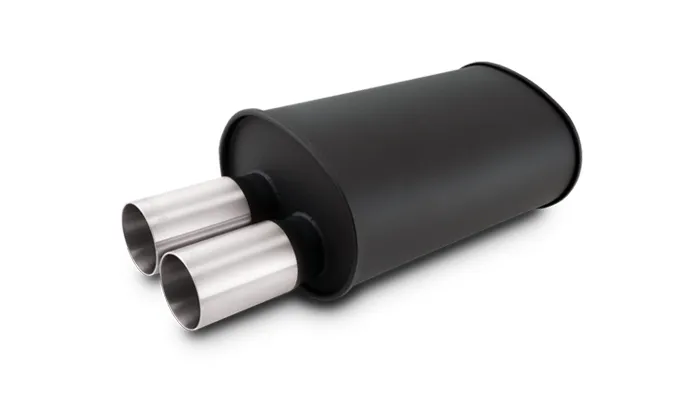 Vibrant - 12325- Streetpower Flat Black Oval Muffler With Dual 304ss Brushed Tips; Inlet Id: 2.50 In. Tip Od: 3.00 In.; Muffler Body Size: 9.5 Inw x 6.75 Inh x 15 Inl; Tip Location: Offset Bottom product image