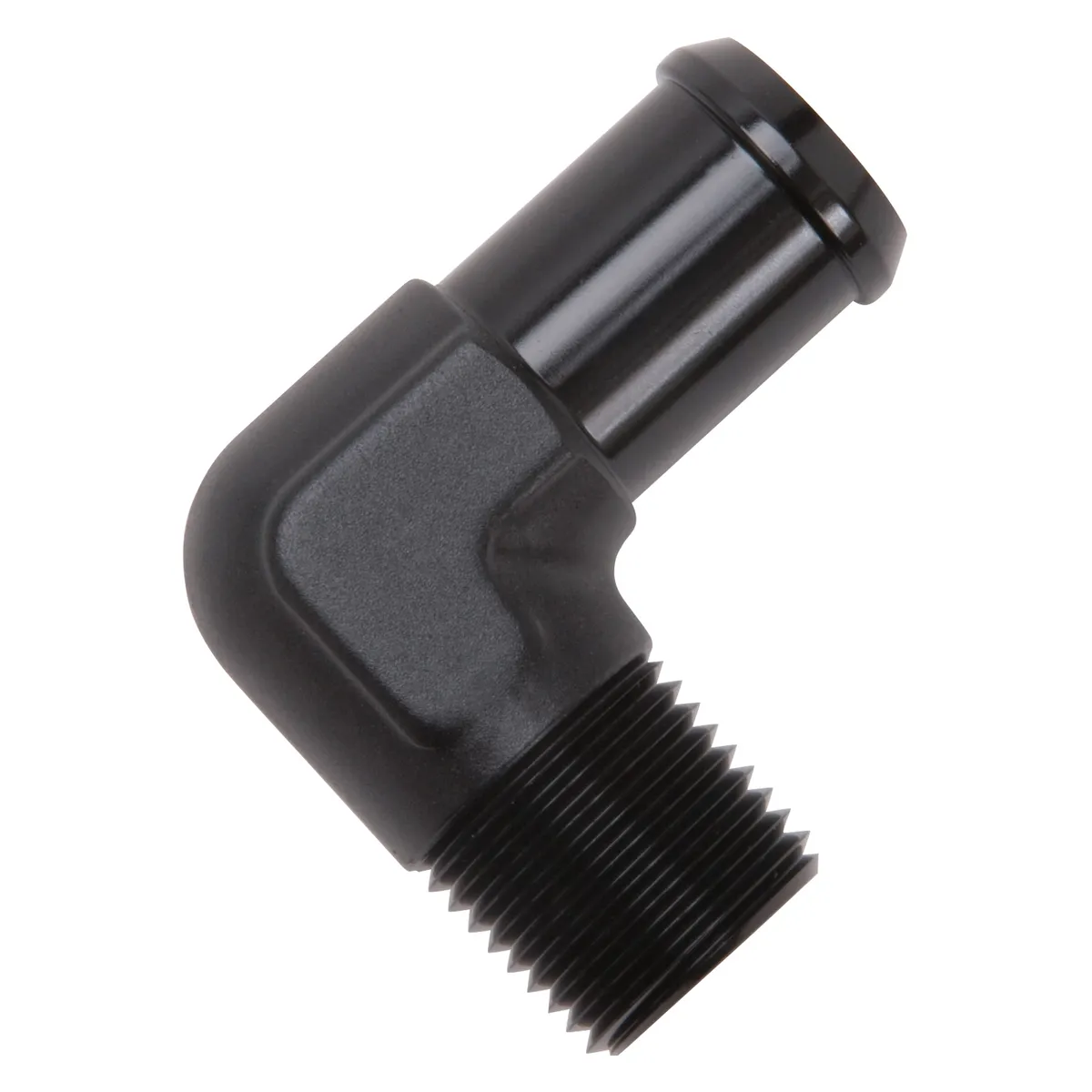 Edelbrock 8165 Heater Hose End Fitting - 90Ã‚° with 1/2 NPT and 3/4 Barb. product image