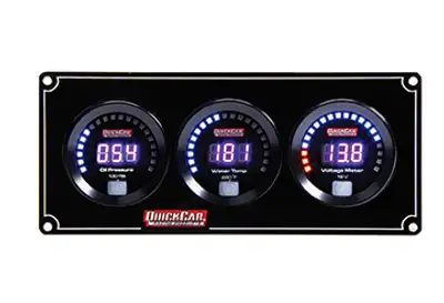 Quickcar Racing Digital 3-Gauge Panel OP/WT Volts
