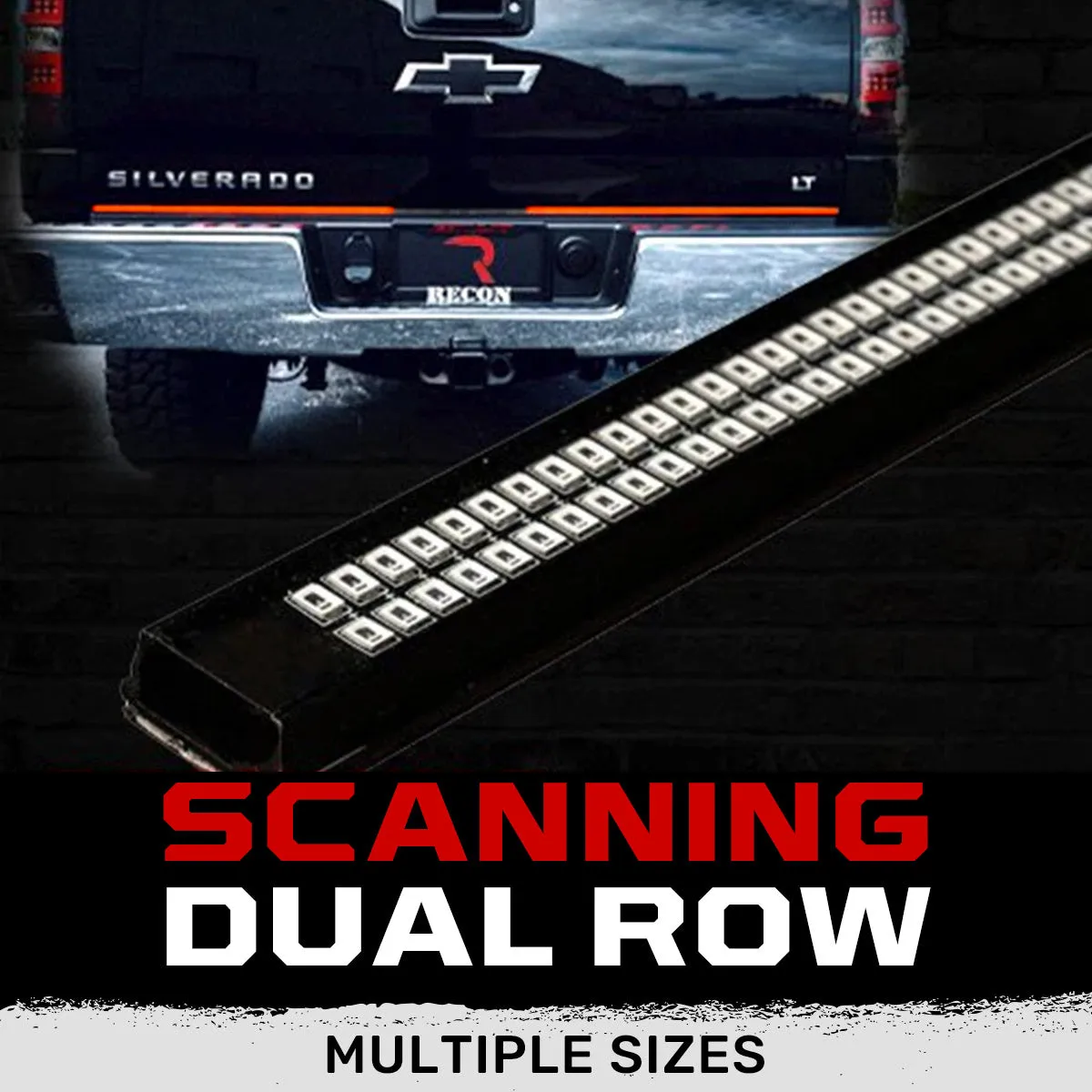 49inch Tailgate Bar w Ultra High-Power Dual Row Red Inchscanninginch LED Turn Signals And Ultra High-Power Dual Row Red LED Brakerunning Lights And Ultra High-Power Dual Row White LED Reverse Lights 49inch Bar Fits Most Flare Side And Smaller Trucks an product image