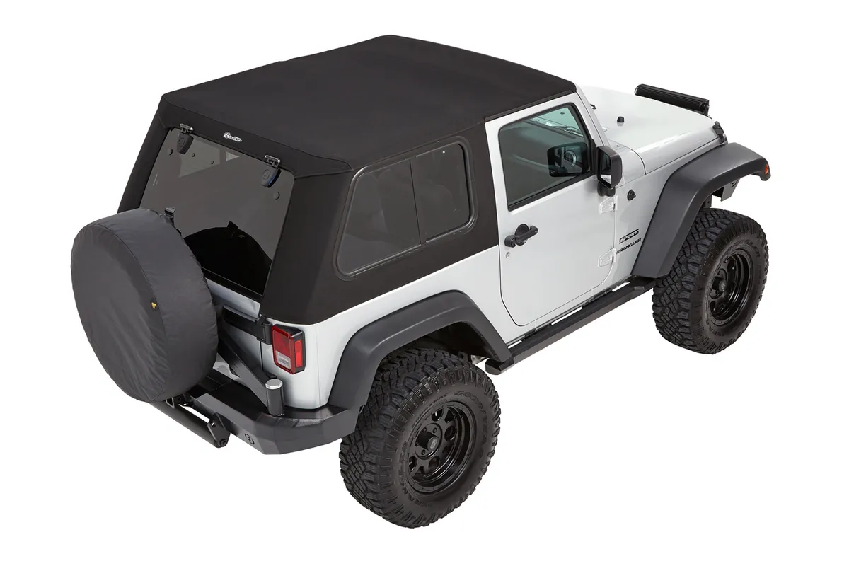 Trektop Pro Hybrid Slantback Soft Top For Jeep 2007-2018 Wrangler JK 2 Door Black Bestop product image