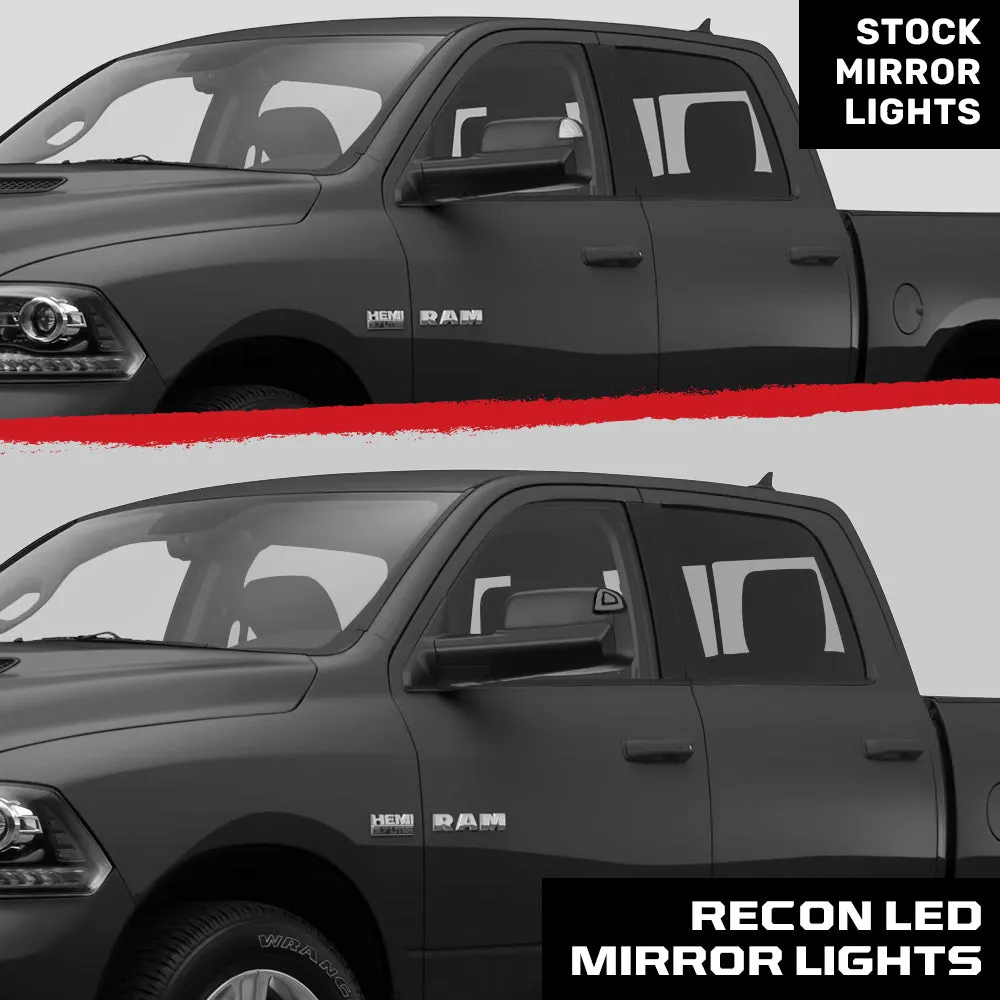 Recon Dodge 21-24 RAM 1500 19-22 RAM 2500/3500 Corner Side Tow Mirror Turn Signal Running Light (2-Piece Set) w/ Amber LED Turn Signals White LED Running Lights - Smoked Lens 264247bkx product image