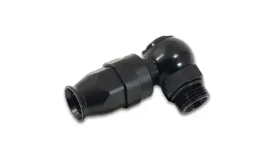 Vibrant Performance Banjo Hose End Fitting Assembly; -8AN Hose Size; -8AN ORB Bolt Size; 6061 Aluminum; Black Anodized; For PTFE Lined Flex Hose;