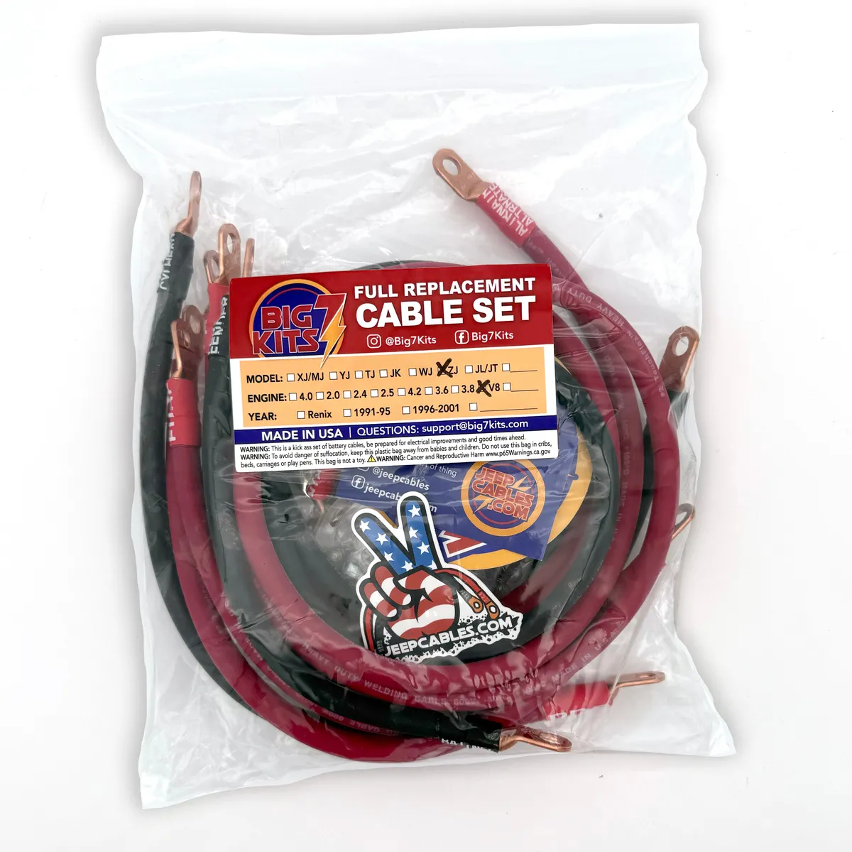 1993-1998 Jeep Grand Cherokee Battery Cable Kit ZJ 4.0 Liter 4 Gauge Battery Cable Big7Kits product image