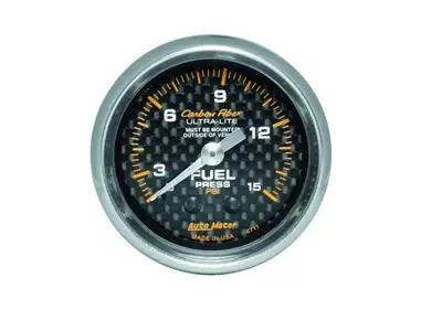 AutoMeter Gauge, Fuel Pressure, 2 5/8" 0-15psi, Mechanical, Carbon Fiber
