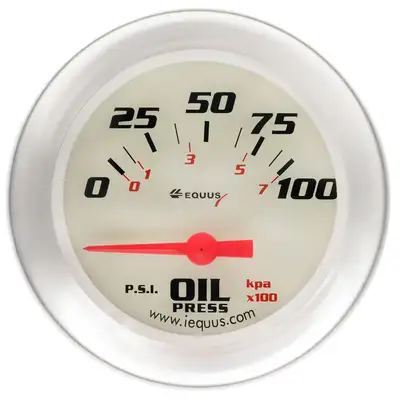 Equus 2-5/8 Dia Oil Pressure Gauge Silver 0-100psi