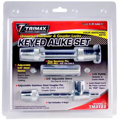 Trimax Ts32universal Receiver Lock & Tc123universal Coupler Lockkeyed Alike Set