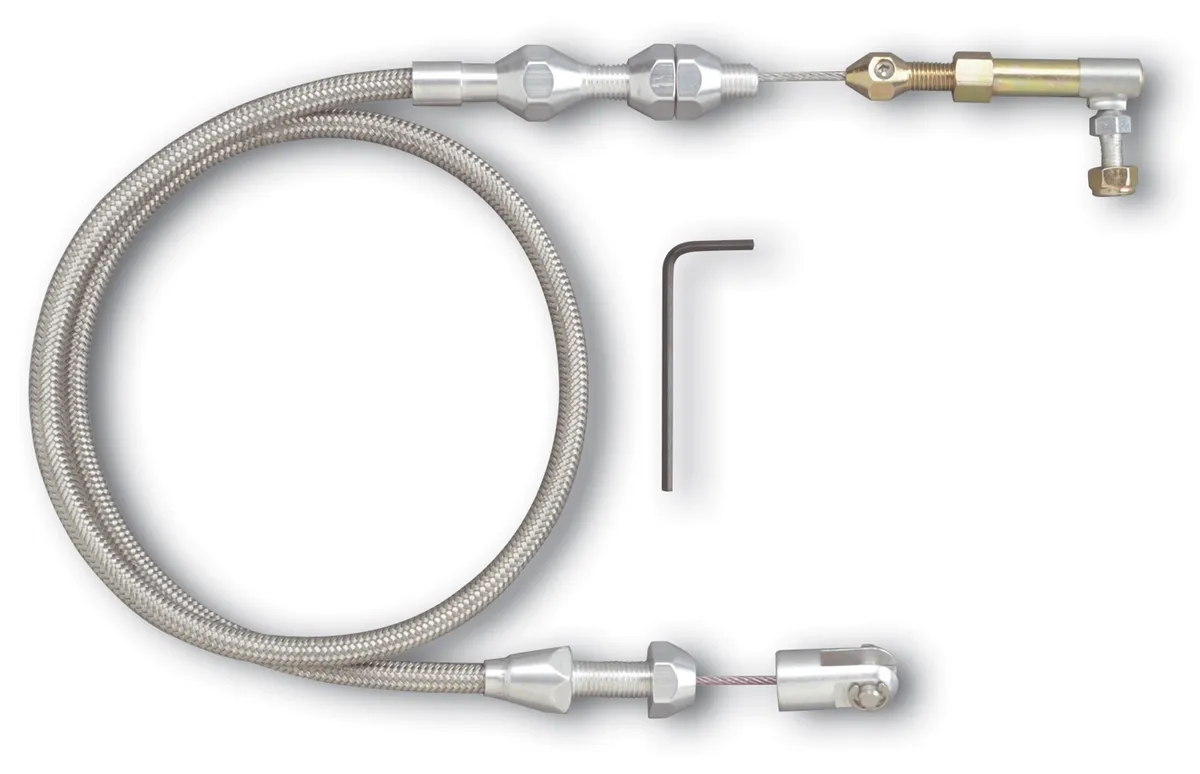 Hi-Tech Throttle Cable Kit; Universal; U-Cut-To-Fit; 24 in.; Incl. Aluminum Ferrules/Instructions/Stainless Steel Housing/Stainless Steel Aluminum Fittings; product image