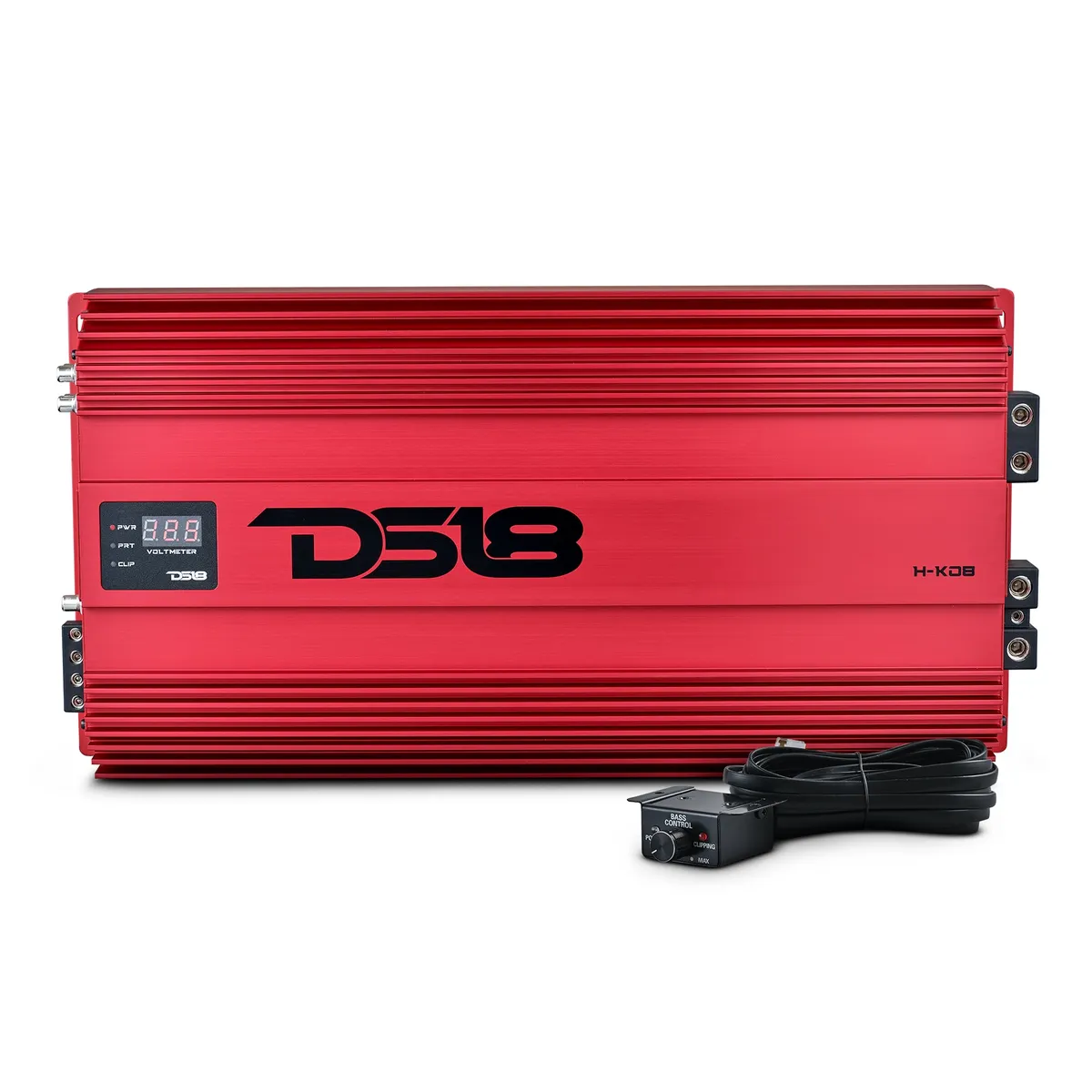 DS18 1-Channel | 15000 (Burst) @ 0.5Ω | 8000 @ 1Ω | 4800 @ 2Ω | 2500 @ 4Ω Watts RMS | With Voltmeter | Red