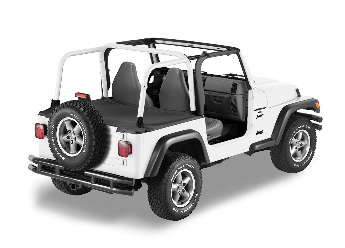 Cargo Deck Covers For Jeep 2003-2006 Wrangler TJ Standard Factory Soft top Removed No Belt Rail Channels Black Diamond Bestop product image