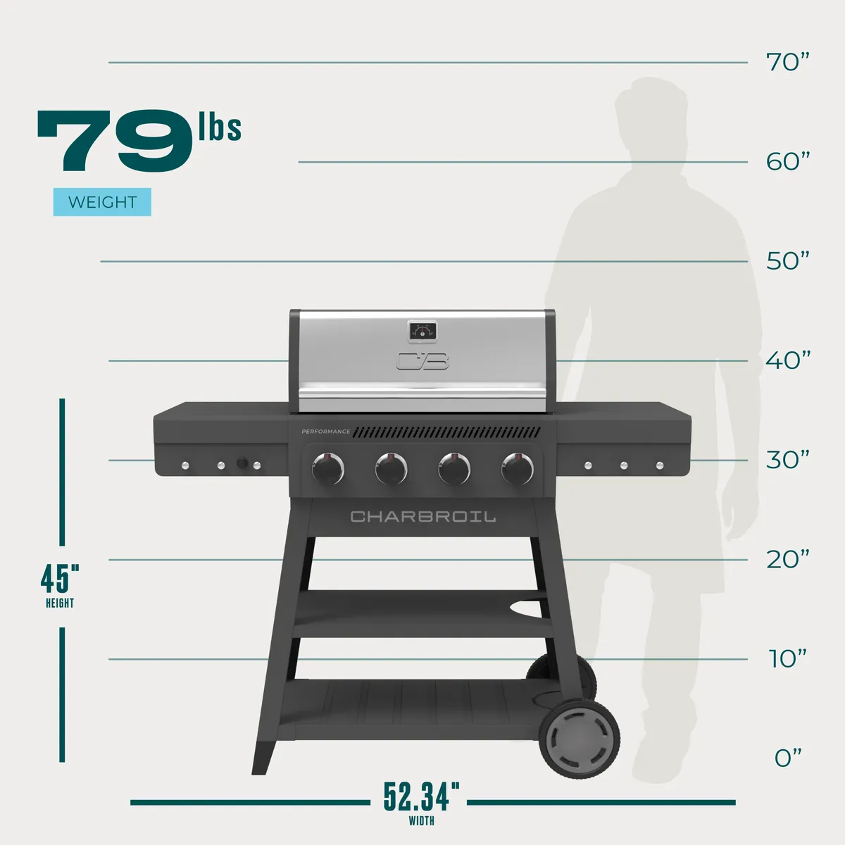 Performance Series™ FlavorMax™ 4 Burner Cart Gas Grill Gray Stainless product image
