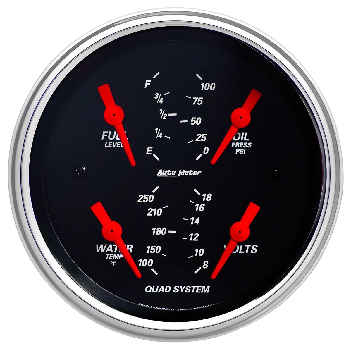 3-3/8 In. Quad Gauge, 100 Psi/100-250 Fahrenheit/8-18v/240-33 o, Designer Black product image