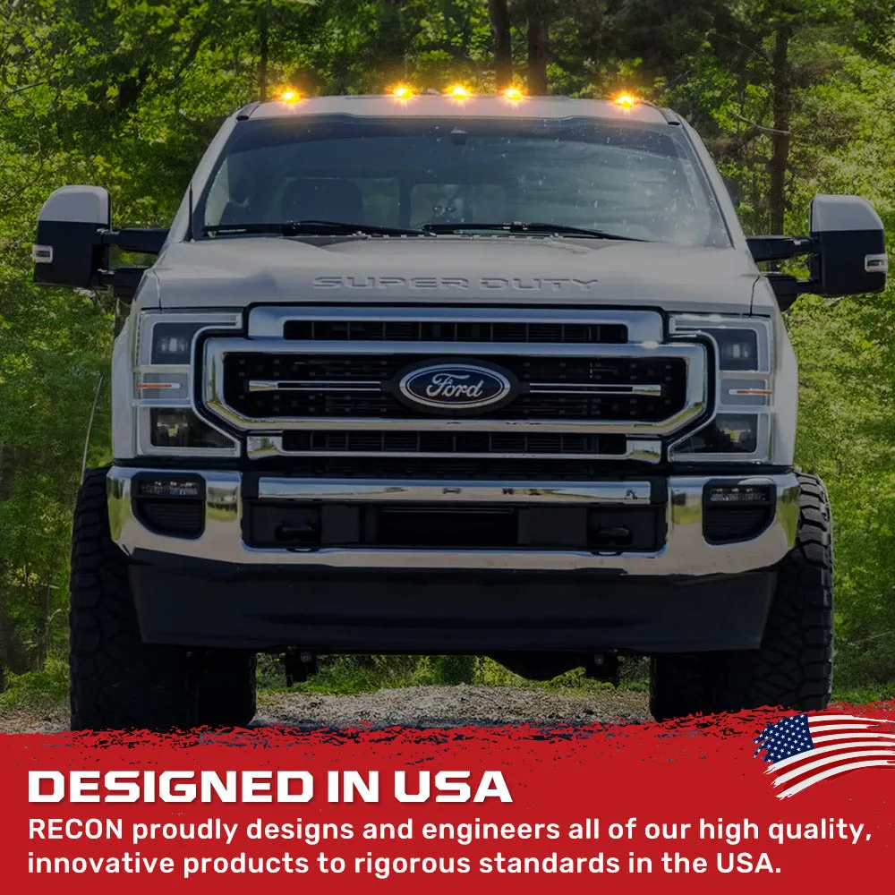 Ford 17-23 Superduty 5-Piece Set Clear Cab Roof Light Lens With 2-Way Forward Rear Facing White Ultra High-Power Leds - Attn This Cab Light Set is For a Fresh Install on a Truck That Did Not Come With OEM Cab Roof Lights no Square Hole Required - on product image