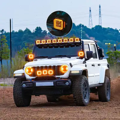 LED Factory Mart 5 Inch LED Pod Lights White + Amber Dual-Mode for Jeep Wrangler JL/ Gladiator JT