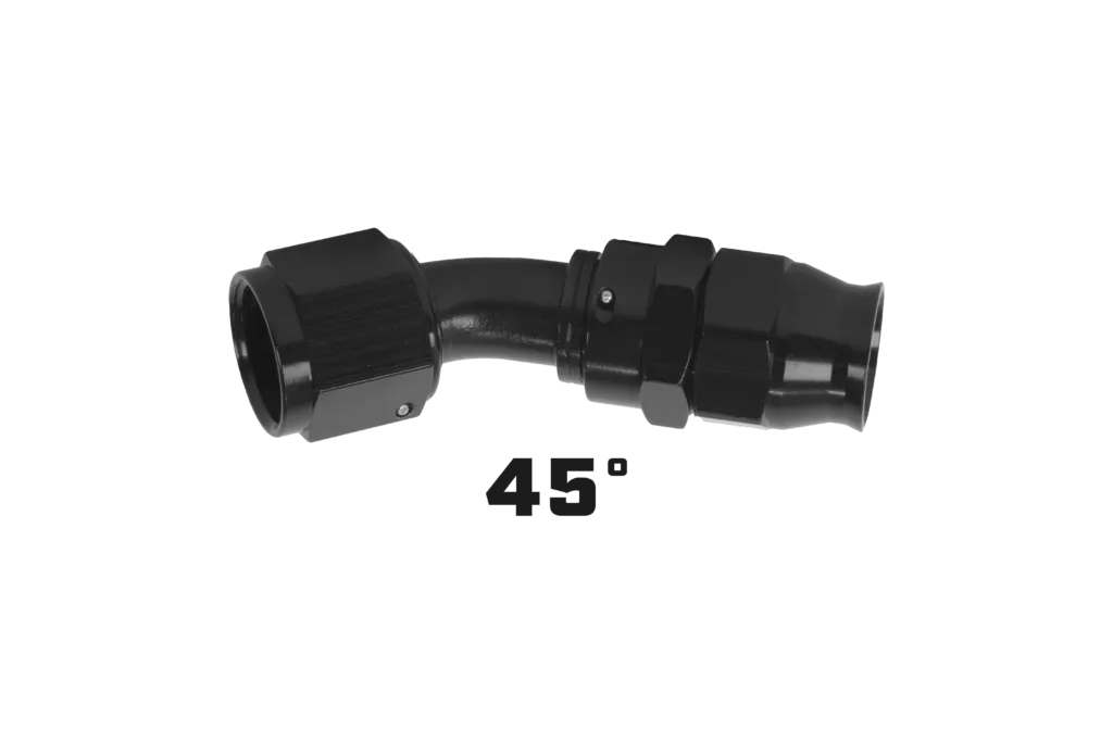 Aeromotive Hose End, PTFE, Black Anodized, Fitting Angle: Straight product image