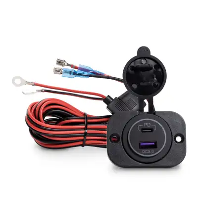 MOB ARMOR Mob Armor Dual USB-C Charger QC3.0 + PD with Panel Mount