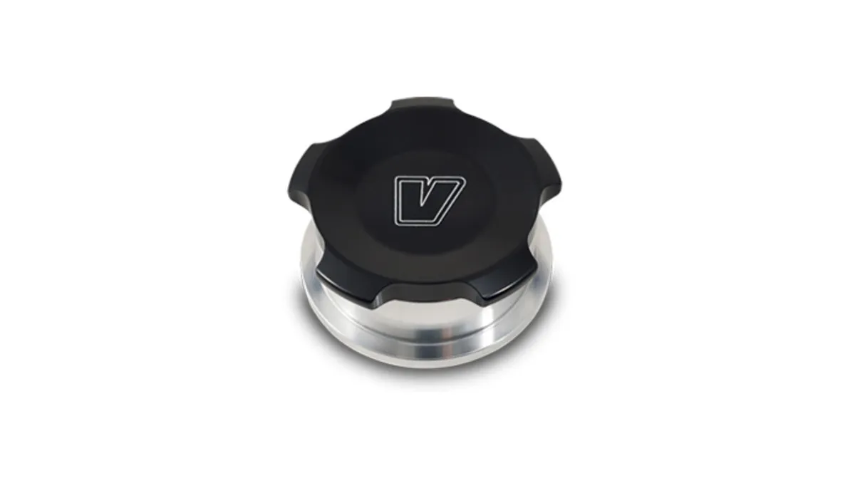 Vibrant Performance Oil Tank Weld Bung w/Cap; 1.5 in. Weld Bung OD; Black Anodized; 6061 Billet Aluminum;