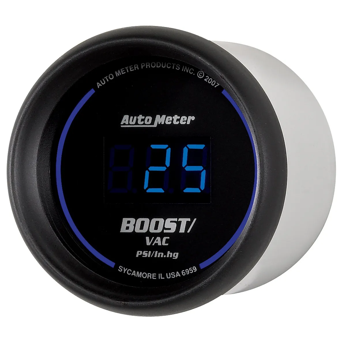 Gauge, Vac/Boost, 2 1/16", 30inHg-30psi, Digital, Black Dial w/ Blue LED product image