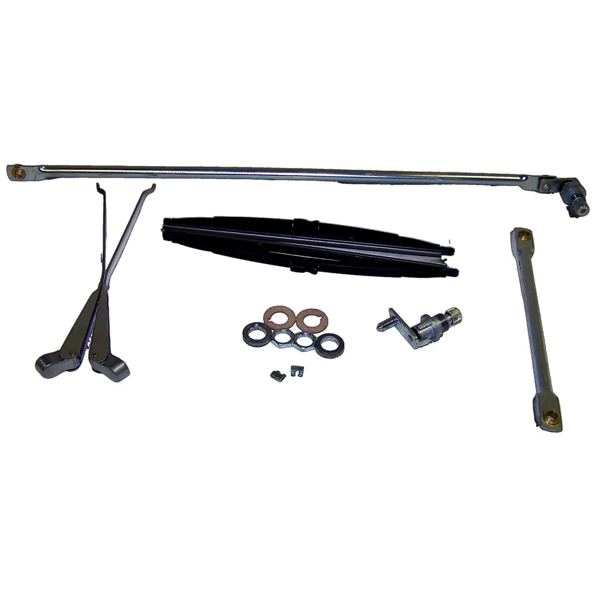 1976-1983 CJ-5 CJ Kit Includes: Wiper Linkage 2 Arms 2 Blades and Hardware. 1976-1986 CJ-7 CJ Kit Includes: Wiper Linkage 2 Arms 2 Blades and Hardware. 1981-1986 CJ-8 CJ Kit Includes: Wiper Linkage 2 Arms 2 Blades and Hardware. product image
