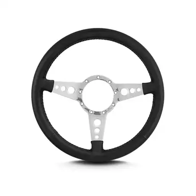 Lokar Lecarra Mark 4 GT Steering Wheel; Black; Polished Spokes; 14 in. Standard Grip;