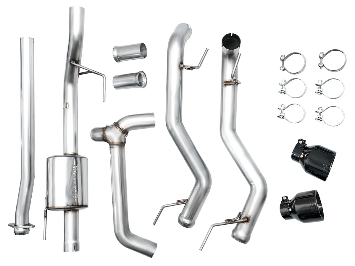 AWE 0FG Resonated Catback for 21 Ford F-150 Tremor (With Bumper Cutouts) - Chrome Silver Tips 3015-32402 product image