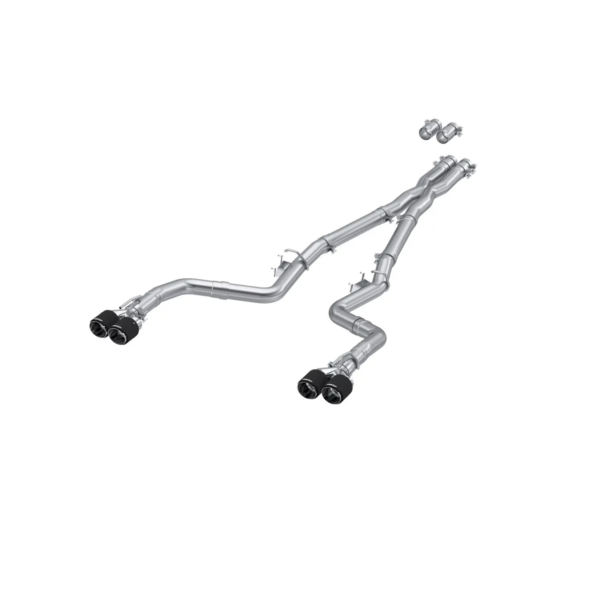 15-23 Dodge Challenger T304 Stainless Steel 3 Inch Dual Cat Back Quad Tips with Carbon Fiber Tips (Race Version) Exhaust System MBRP product image