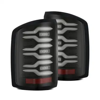 AlphaRex 1418 Sierra 1500/2500/3500hd Luxx LED Tail Lights Black W/Activation Light & Sequential Signal