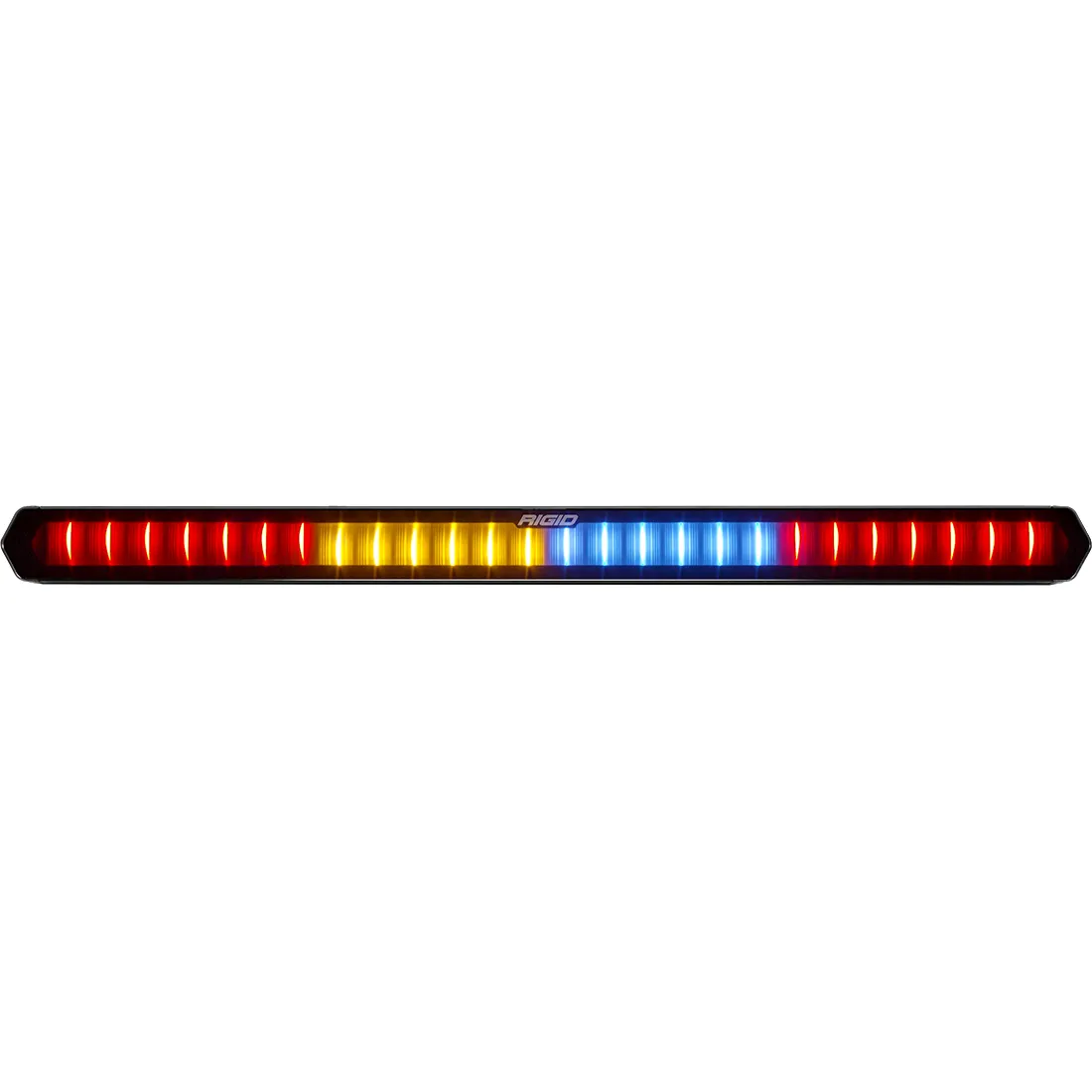 RIGID 28 inch Rear Facing LED Chase Bar with 27 Pre-Programmed Modes And 5 Colors; Black Housing; Race Compliant For Series Requiring Strobing Blue; Amber; Green And Red; Tube Mounts Included product image