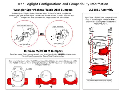 LoD Offroad JL/JT LED Mount Kit (For Rubicon/ Steel Bumper Only) (Black Powder Coated)