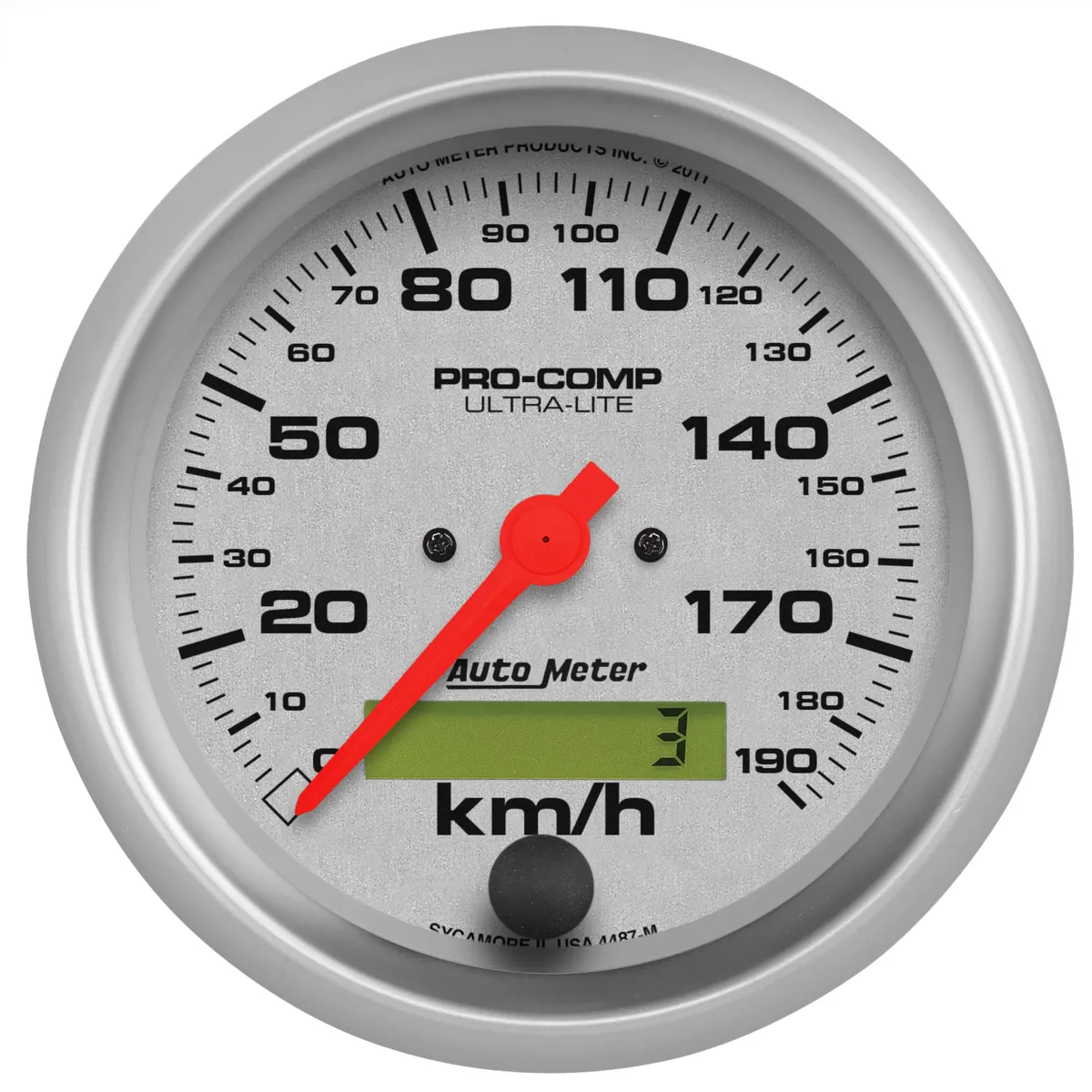Gauge, Speedometer, 3 3/8", 190km/h, Elec. Prog. w/ LCD Odo, Ultra-Lite product image