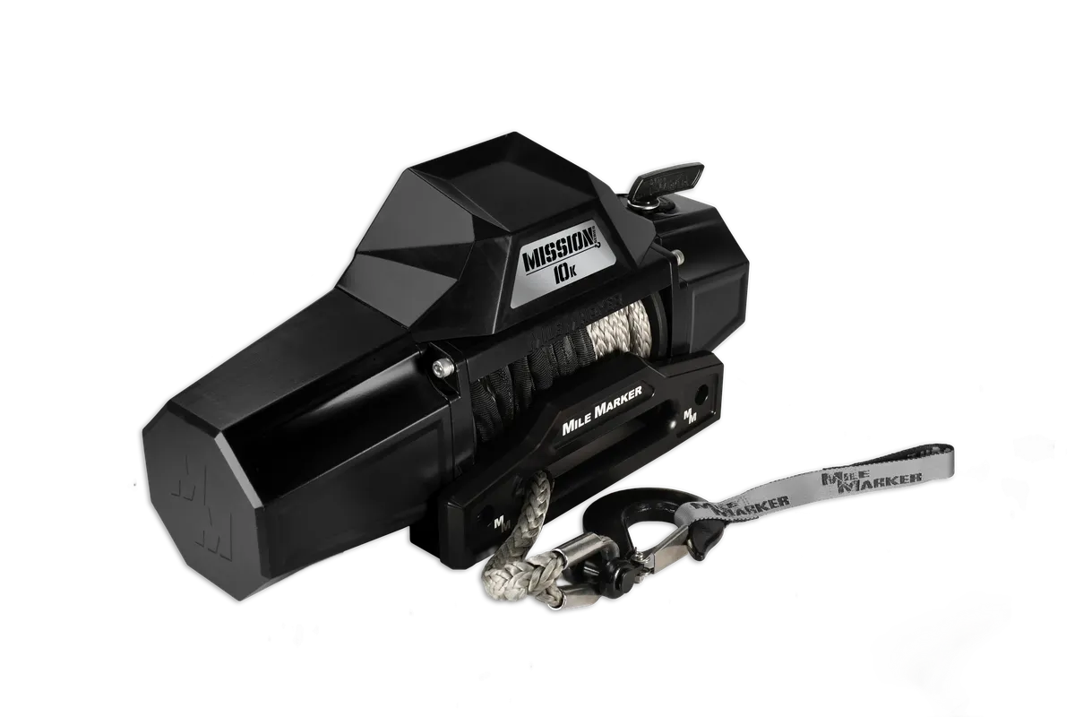 Mission 10K 10,000 lb Recovery Winch with Synthetic Rope Black Mile Marker product image