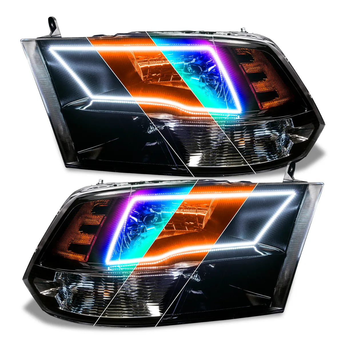 Oracle Lighting 2009-2018 RAM 1500 Sport Pre-Assembled ColorShift W Switchback Halo Heaqdlights - Black Housing product image