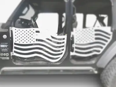 Steinjager Steinjäger Doors Gladiator JT 2019 to Present Trail, American Flag Design Front Doors Cloud White