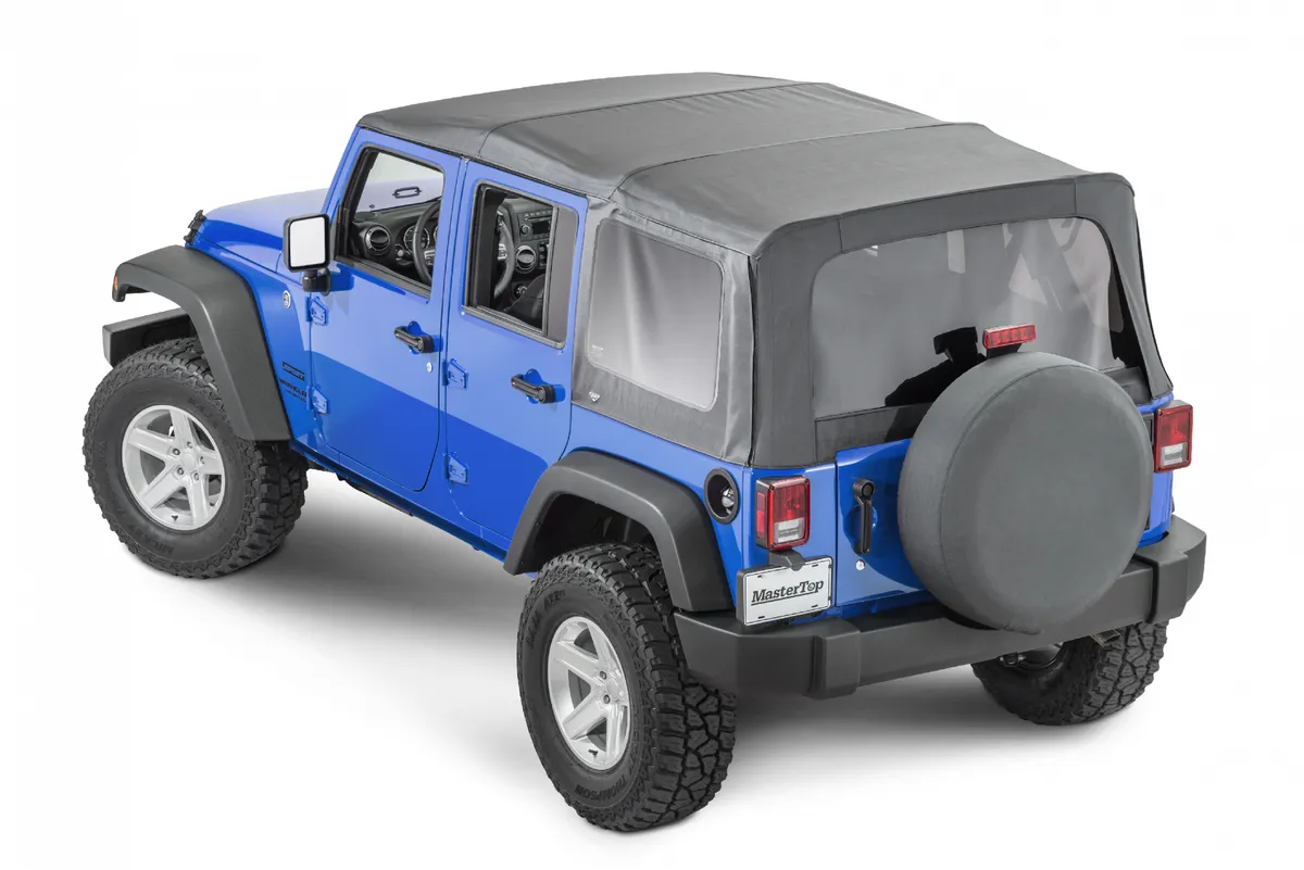 Jeep Full Hardware Top No Doorskins Tinted Glass For 10-18 Jeep JK Wrangler 4 Door Black Diamond MasterTop product image