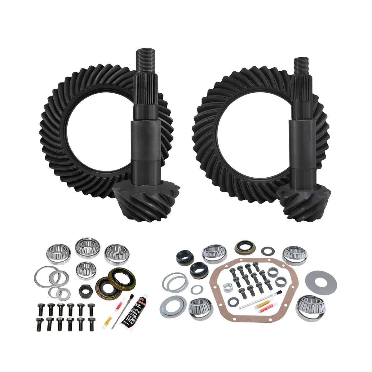 Re-Gear & Install Kit D60 Reverse/Thick Front D80 Rear Ford F350 4.56 00-16 F350 Drw 4.56 Gear/Kit Package D80 Rear (4.10&Up Case)/ D60 Rev Thick (4.10&Down Case) Yukon Gear product image
