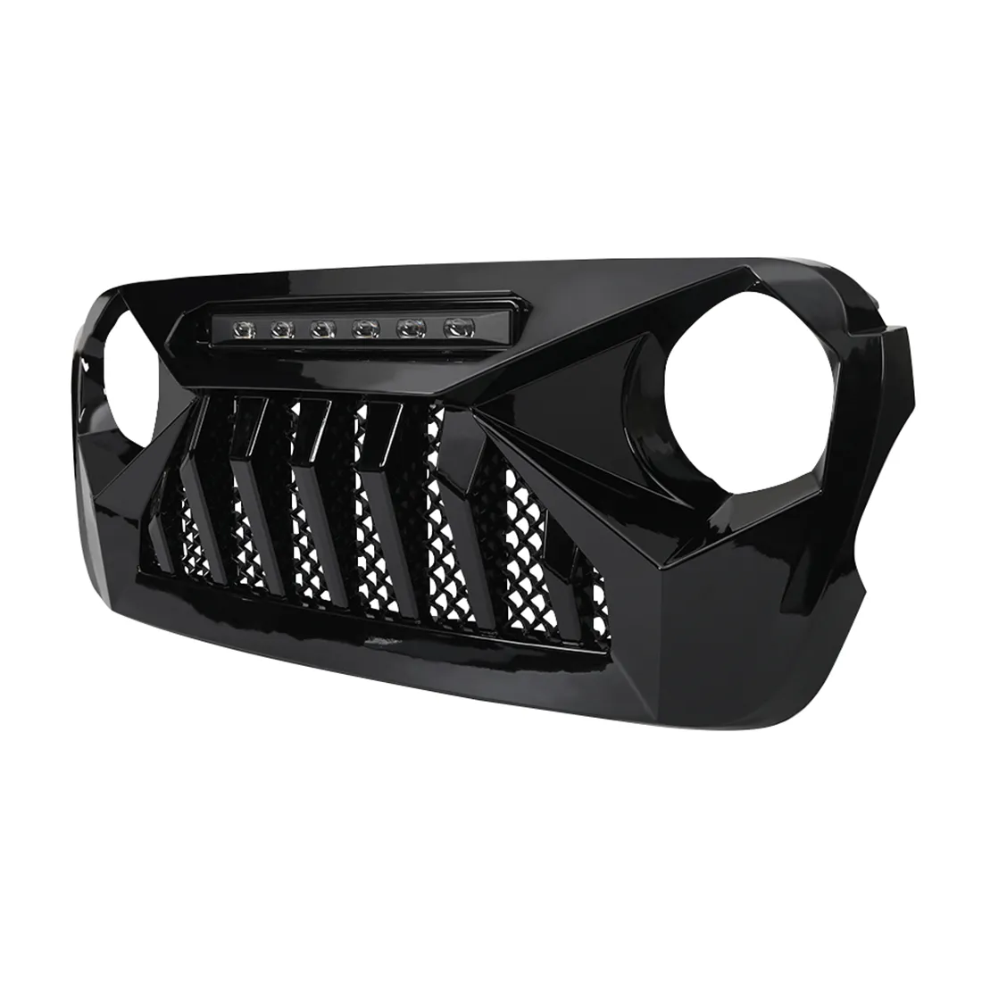 Demon Grille W/ Led Off-Road Lights - Glossy Black For 18+ Jeep Wrangler JL & Gladiator JT W/ O Trailcam product image