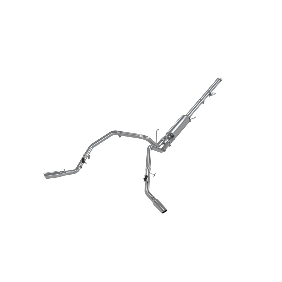 Armor Lite Cat Back Exhaust System; 3 in.; Incl. Ext. Pipe/Muffler/Over Axle Pipes/Tailpipes/Hardware/3.5 in. OD Tips; Dual Split Side Exit; Aluminized; product image