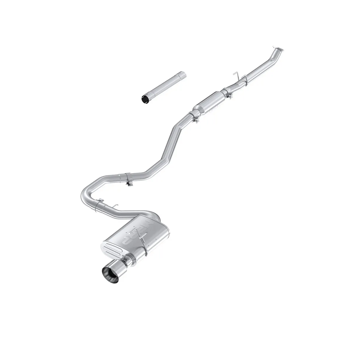 Armor Lite Cat Back Exhaust System; 2.5 in. Tubing; Single Rear Exit; Aluminized Steel; 4.5 in. OD Polished Tip; product image