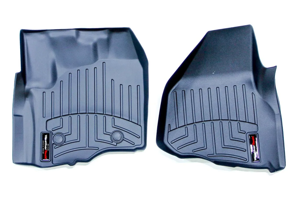 2012 + Ford F-250/F-350/F-350/F-550 Front FloorLiner Fits models with footrest in forward left corner fo the driver side floor space only: does not fit models with manual 4x4 shifter; SuperCrew and SuperCab Black product image