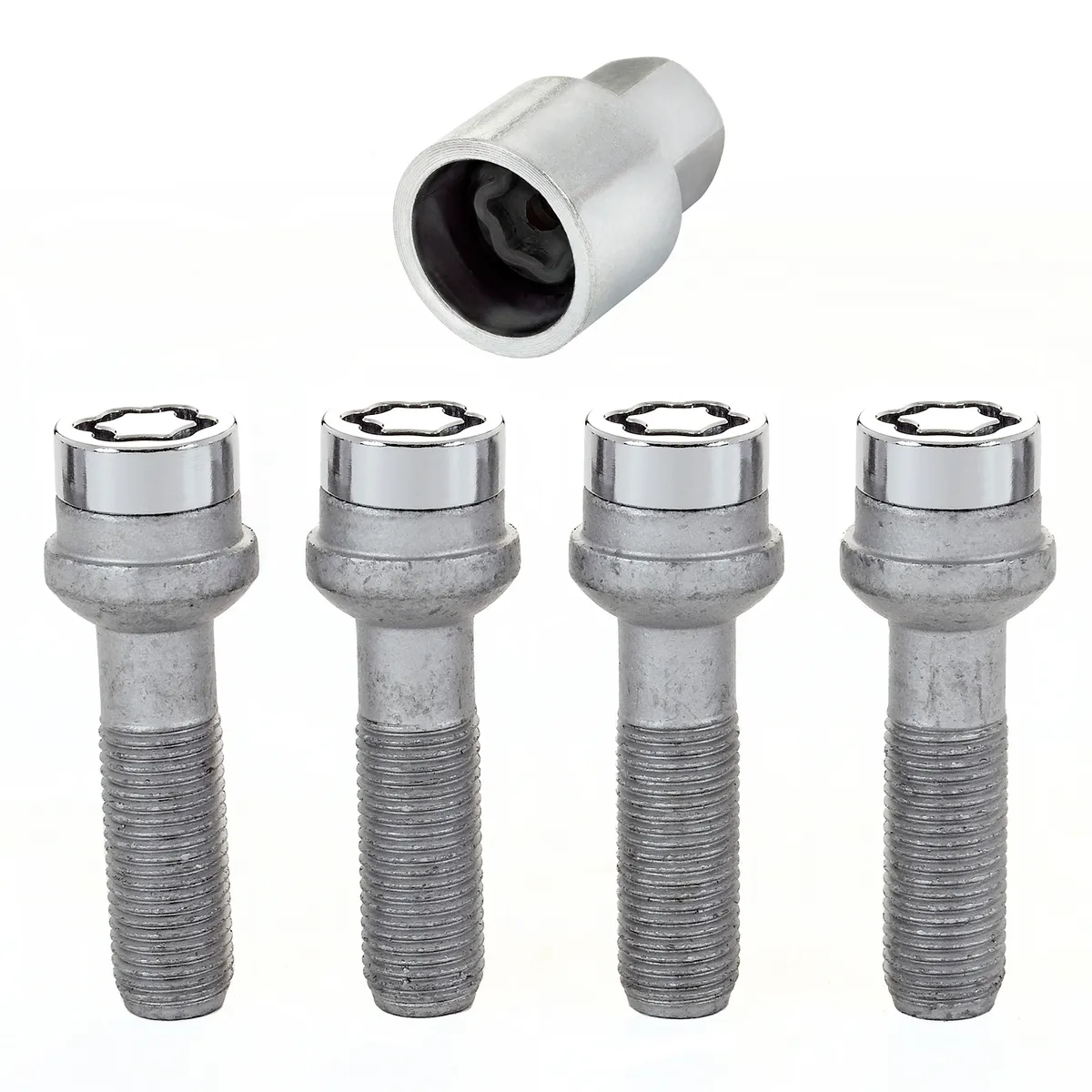 McGard Wheel Lock Set M14x1.5 Bolt Radius Seat 17mm Hex 45.0mm Shank Chrome