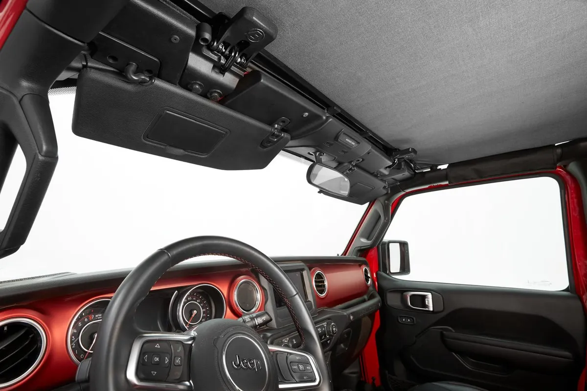 Jeep Bikini Top Header Safari Bikini Tops For Jeep 2024-Current Wrangler JL 4 Door Black Diamond Fabric Bestop product image