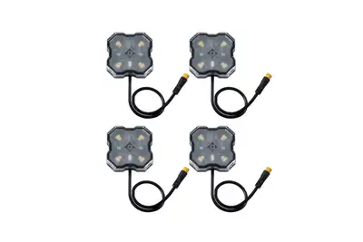 Diode Dynamics Diode Dynamics - Stage Series SXS Rock Light Installer Kit, RGBW M8 w/Controller (4-pack)