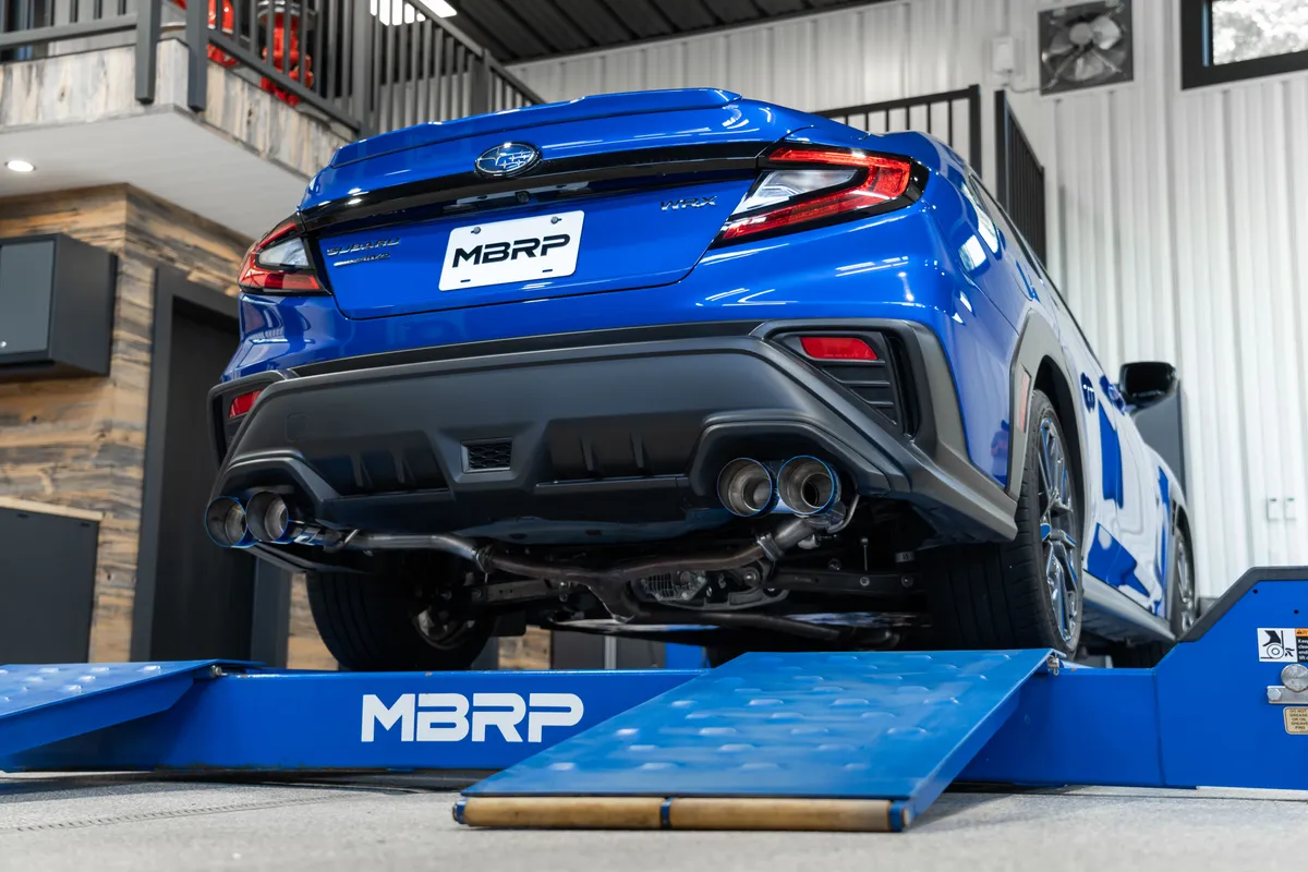 Armor Pro Cat Back Exhaust System; 2.5 in. Tubing; Dual Split Rear; T304 Stainless Steel; 4.0 in. Dual Carbon Fiber Tips; product image