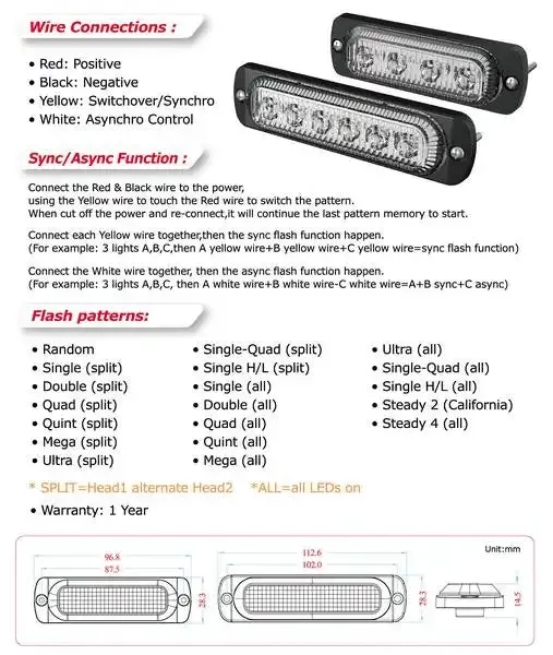 3513-023 - ORACLE 6 LED Dual Color Slim Strobe product image