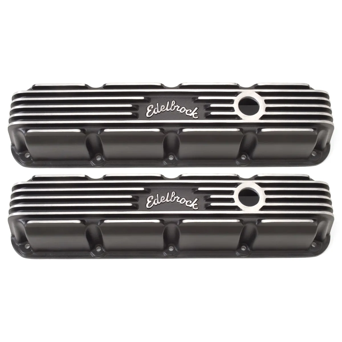 Valve Cover, Classic Finned Aluminum, Small Block Chrysler, Magnum, Black Finish product image