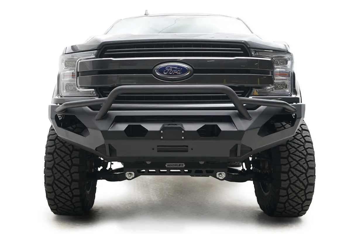 Fab Fours Matrix Front Bumper; w/Pre-Runner Guard; 7/8 In. D-Ring Mounts; 2 Stage Black Powder Coated;
